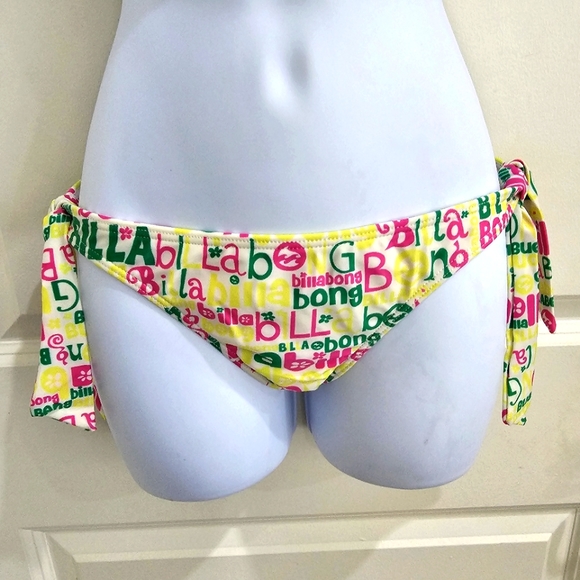 🆑️ BILLABONG Bright Neon Bikini | Triangle Top Halter Closure Side Tie S - Picture 4 of 16